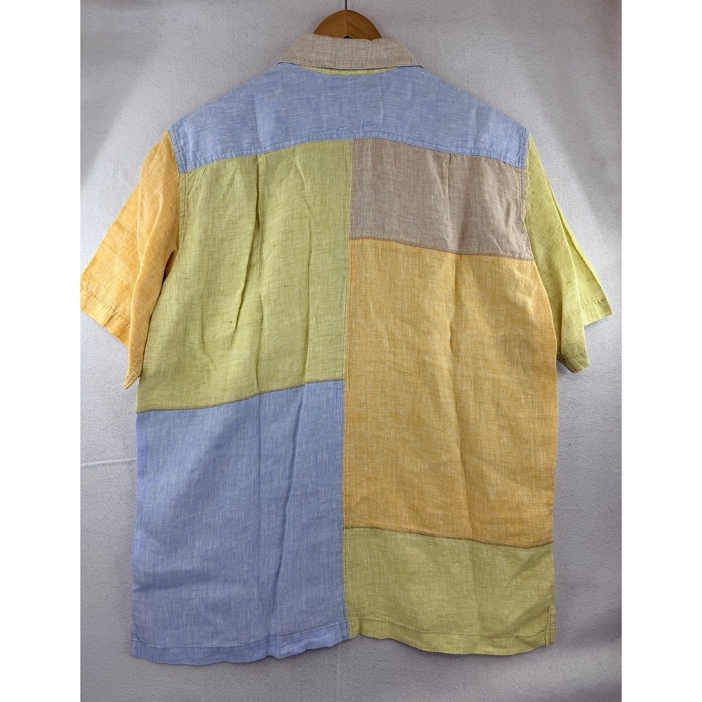 The Territory Ahead Men's Large Color Block 100% Linen Colorful Summer Beach - Picture 3 of 8